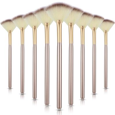 9 Pieces Facial Fan Mask Brushes, Soft Facial Applicator Brushes Tools for Peel Glycolic Makeup for Mud Cream (Champagne)