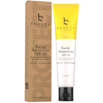 Face Sunscreen SPF 20 - Mineral Sunscreen Face, Reef Friendly Sunscreen With Natural &amp; Organic Ingredients, Biodegradable Sunscreen, Zinc Oxide Sunscreen for Daily Use, Facial Sunscreen Travel Size