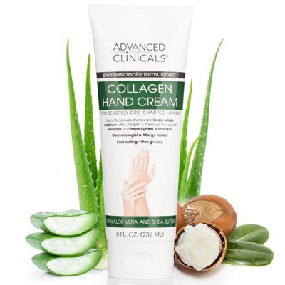 Advanced Clinicals Collagen Hand &amp; Body Cream Skin Care Moisturizer Lotion For Dry Cracked Skin. Soothing &amp; Hydrating Plant Collagen Lotion W/Aloe Vera, Green Tea, &amp; Shea Butter, Large 8 Fl Oz