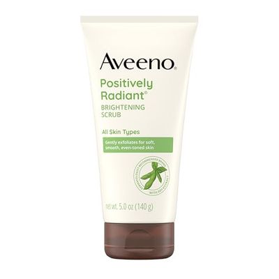 Aveeno Positively Radiant Exfoliating Facial Scrub, Brightening Face Scrub with Soy Extract to Visibly Improve Skin Tone and Texture, Oil-Free, Soap-Free, Hypoallergenic Formula, 5 FL OZ