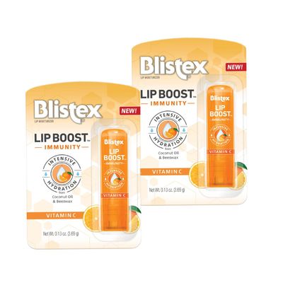 Blistex Lip Boost Immunity, Lip Balm, Intensive Hydration, Vitamin C, Coconut Oil &amp; Beeswax, Moisturizer (Pack of 2)