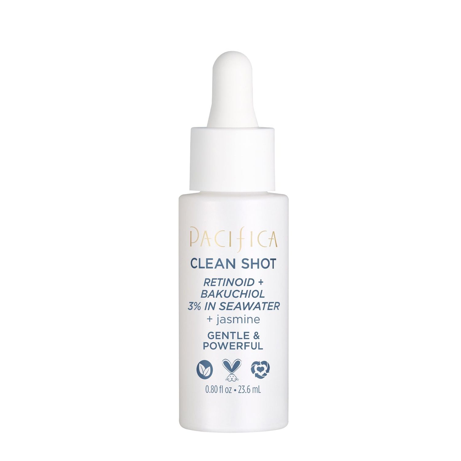 Face Serum by Pacifica - Clean Shot Retinoid 3% Solution with Bakuchiol - Anti-Aging Facial Serum with Advanced Retinoid Complex for Fine Lines &amp; Wrinkles, Vegan &amp; Cruelty-Free, 0.8 oz