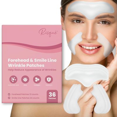 Forehead Wrinkle Patches &amp; Smile Line Wrinkle Patches Set | Hyaluronic Acid Aloe Collagen Vitamin E | Overnight Treatment for Fine Lines Nasolabial Folds &amp; Facial Wrinkles | Non-Invasive Skin-Friendly