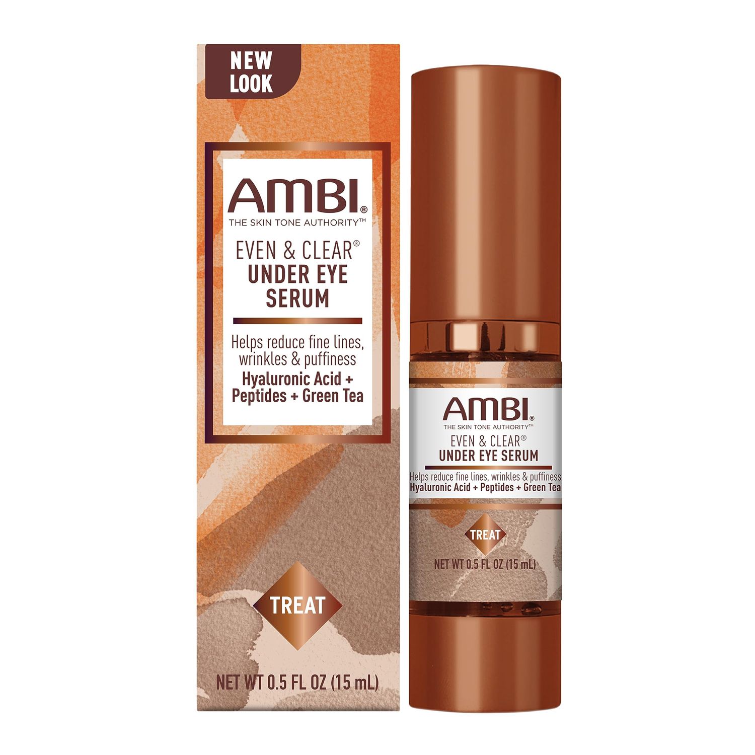 Ambi Even &amp; Clear Under Eye Serum for All Skin Types; Anti Aging Formula features Peptides, Hyaluronic Acid, and Vitamin A to help Reduce Fine Lines, Wrinkles, and Dark Circles , 0.5 Ounce