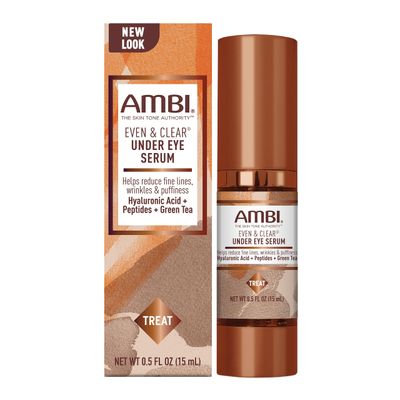 Ambi Even &amp; Clear Under Eye Serum for All Skin Types; Anti Aging Formula features Peptides, Hyaluronic Acid, and Vitamin A to help Reduce Fine Lines, Wrinkles, and Dark Circles , 0.5 Ounce