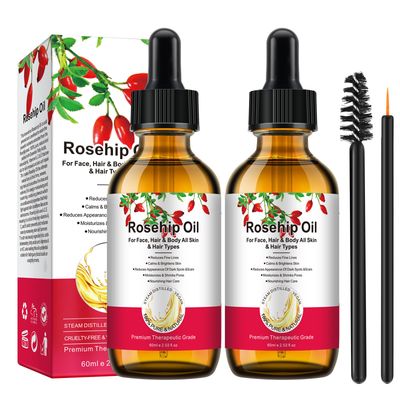 A r b c r n 2 Pack Rosehip Oil for Face,100% Pure Organic Rosehip Seed Oil Cold Pressed Moisturizer for Hair, Skin &amp; Nails 4 fl.oz