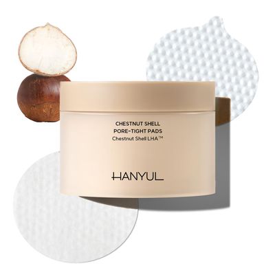 HANYUL Chestnut Shell Pore Tight Toner Pads - Daily Pore Mask for Spot Care, Mild Exfoliating with AHA &amp; BHA &amp; LHA, Intensive Pore Minimizing, Vegan Certified, Korean Skincare, 50 Sheets (150ml)