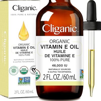 Cliganic Organic Pure Vitamin E Oil (2oz) for Skin, Hair &amp; Face - 46,000 IU