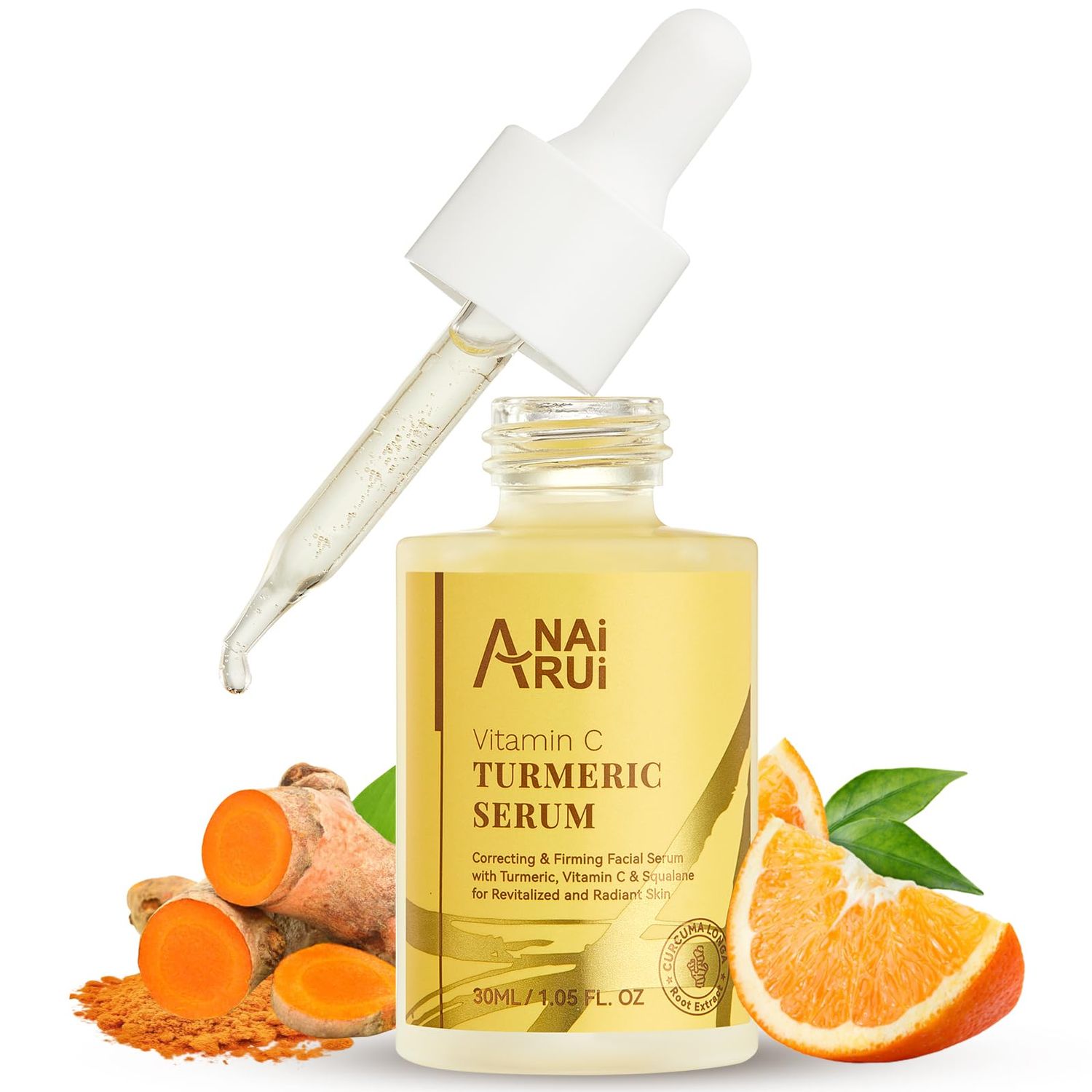 ANAI RUI Turmeric Vitamin C Face Serum, Glowing Turmeric Facial Serum, Anti-Aging Facial Serum for Wrinkles, Evening Tone, Moisturizing - 1.05 FL.OZ