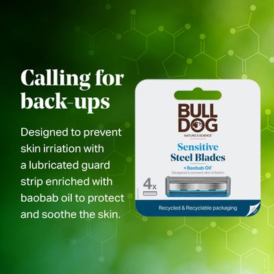 Bulldog Mens Skincare and Grooming Sensitive Skin Razor Blades Refills for Men, 4 Count