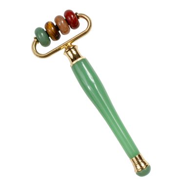 Eurow Luxe Multi-Stone Jade Face Roller &amp; Massager for Skincare, Tension Relief, &amp; Relaxation, Multi-Color