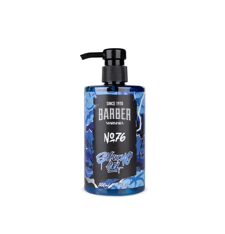 BARBER MARMARA Men's Shaving Gel No. 76 - Men's Shaving Gel Transparent 500 ml - Shaving Gel Men - for a Precise Shave of Beard Contours - Optimal Gliding - Cools the Skin - with Pump Dispenser
