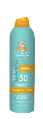 Australian Gold Australian gold little joey continuous spray, spf 50 broad spectrum water resistant for up to 80 minutes pediatrician tested hypoallergenic fragrance free, 6 Ounce, A70915