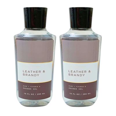 Bath &amp; Body Works Shower Gel, Set of 2 Bottles, Each Bottle 10oz (Leather Brandy)
