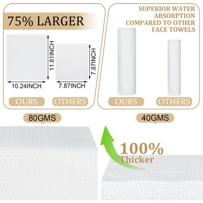 Beeveer Bamboo Box with Cover Towels XL, 50 Disposable Face Towels, Disposable Makeup Remover Dry Wipes for Skin Cleaning Skin Care Wash Bathroom
