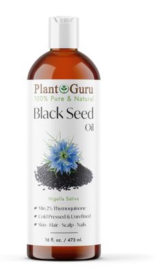 Black Cumin Seed Oil 16 fl. oz. Unrefined Cold Pressed 100% Pure Natural Nigella Sativa Kalonji Oil For Skin Care, Hair Growth, Scalp And Massage.