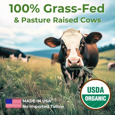 Greenstead Naturals Grass Fed Beef Tallow for Skin - USDA Organic, Unscented/Herb Infused with Jojoba Oil, Whipped Tallow Balm for Body, Beef Tallow Face Moisturizer with Cocoa Butter - 2 oz