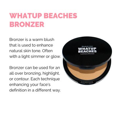 Elizabeth Mott Whatup Beaches Bronzer Face Powder Contour Kit - Vegan &amp; Cruelty Free Facial Bronzing Powder Palette for Contouring, Highlighting &amp; Sun Kissed Makeup Finish - Luminous Glow Shade (10g)
