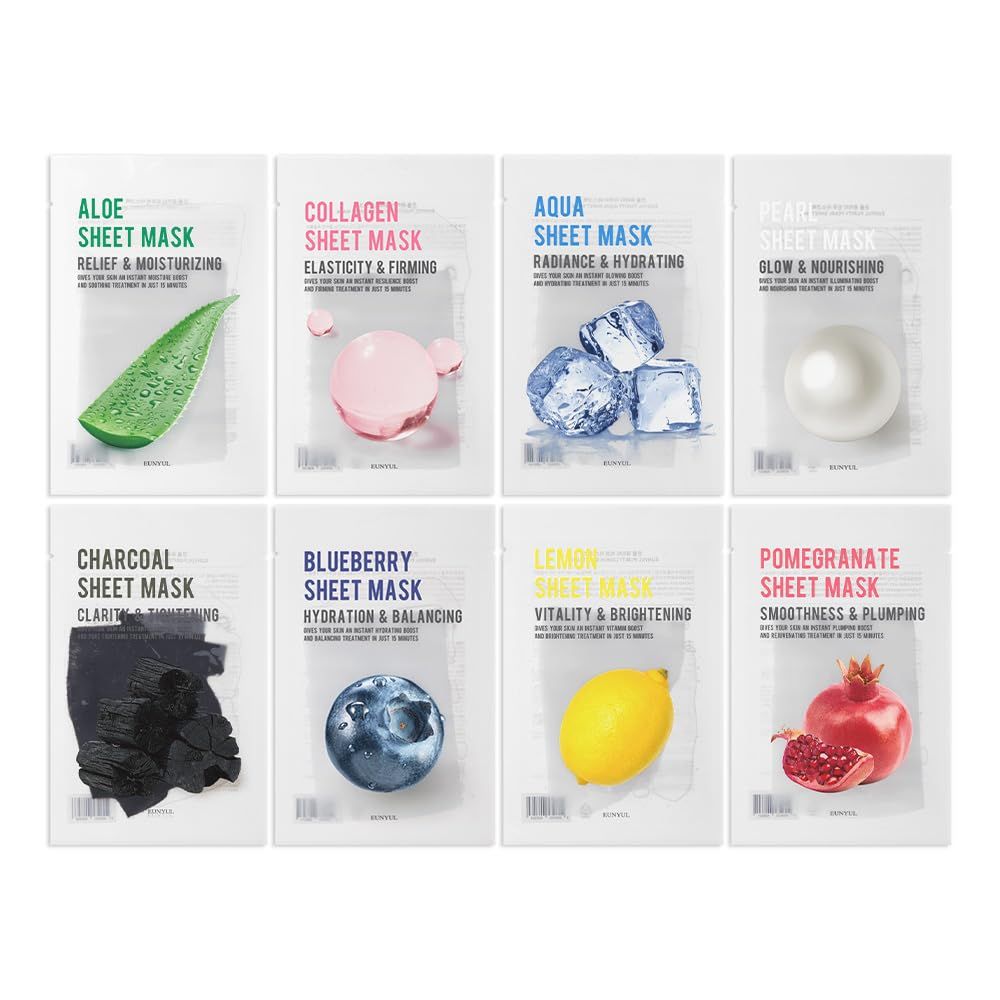 EUNYUL [PACK OF 40] Purity Sheet Mask Pack 8 types x 5 set Bulk Face Mask Pack Korean skincare