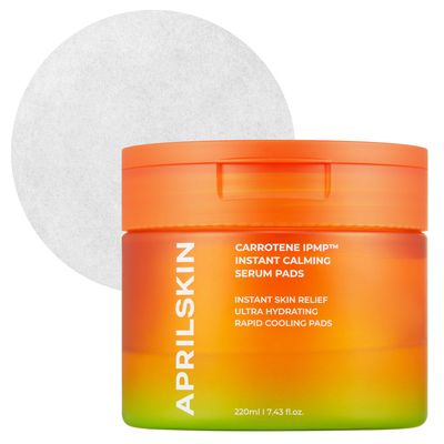 APRILSKIN Carrotene IPMP Instant Calming Serum Toner Pads | 5-Minute Cooling Serum Pads | Vegan, Cruelty-Free | Non-comedogenic | Toner-Serum-Sheet Mask All-in-one | Korean Skin Care, 80 Pads