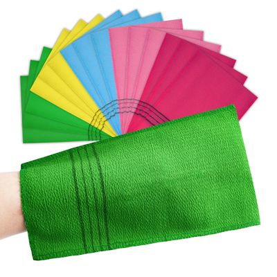 15 Pcs Korean Exfoliating Mitt, 95.5 in Gentle Exfoliating Korean Scrub Mitt, Large Korean Washcloth Exfoliating, Colorful Korean Body Scrubber for Cleaning Skin, Reducing Dirt and Grease (5 Colors)