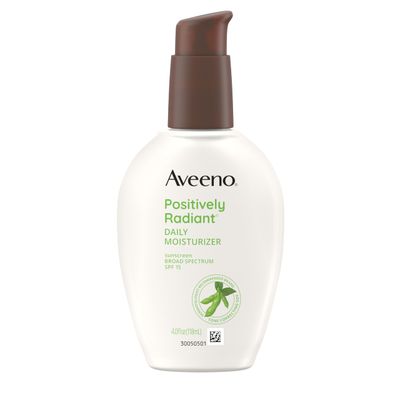 Aveeno Positively Radiant Daily Face Moisturizer with SPF 15 Sunscreen, Hydrating Facial Moisturizer with Soy Extract to Improve Skin Tone and Texture, Hypoallergenic Formula, Oil-Free, 4 FL OZ