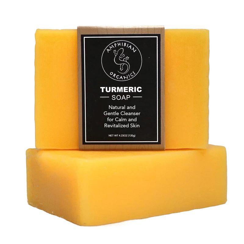 Amphibian Organics Turmeric Soap - All Natural Gentle Cleanser for All Skin Types. No Stain Face &amp; Body Cleanser for Men, Women &amp; Teens.