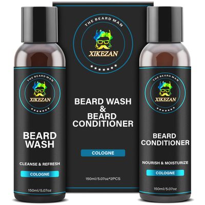 Beard Wash &amp; Beard Conditioner Natural Beard Softener Set w/Argan &amp; Jojoba Oils Smooths &amp; Strengthens Beard Growth Christmas Stocking Stuffers Father Day Gifts for Men Him Dad Boyfriend Husband