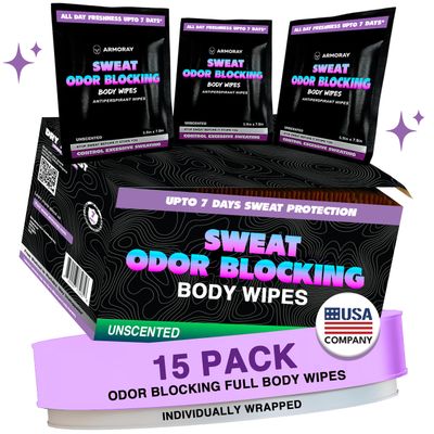 Armoray Dry At Last Body Antiperspirant Wipes - Individually Wrapped Wipes - Deodorant Wipes Women for Sweat Protection - Hyperhidrosis Anti Perspirant Women &amp; Men - 15 Wipes for Anti Sweating Hands