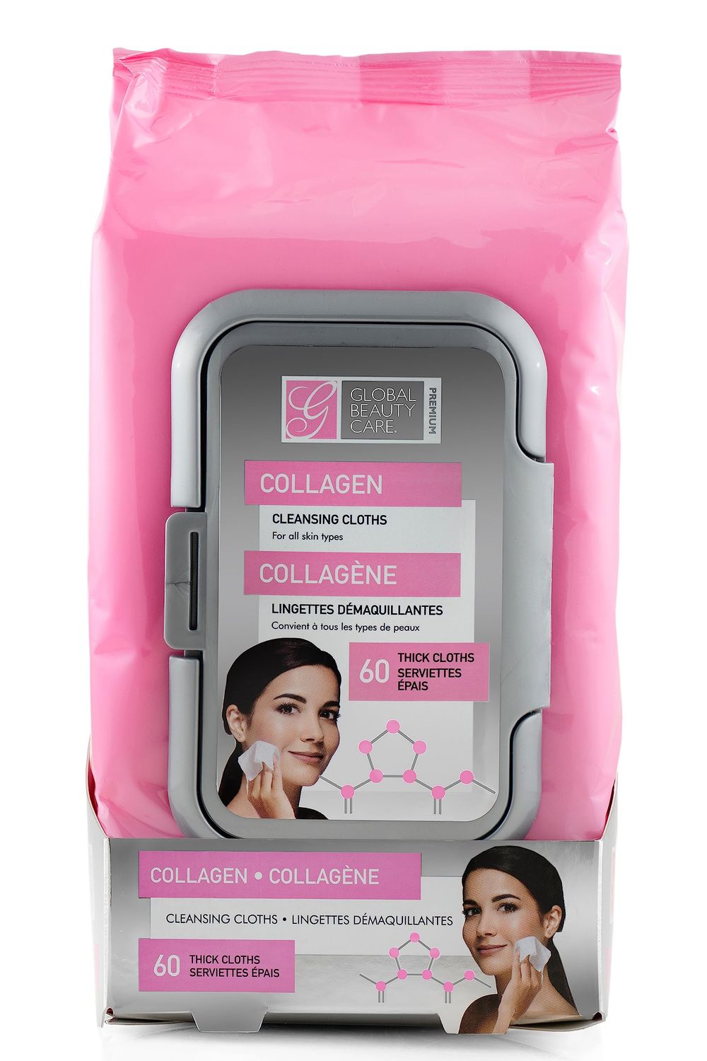 Collagen Cleansing Cloths and Makeup Removal Wipes 60 Ct.