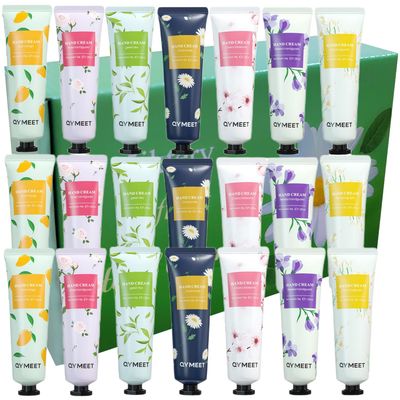21-Pack Hand Cream Gift Set for Dry Cracked Hands, Scented Working Hand Lotion Ultimate Healing Hand Cream Body Skin Moisturizer Travel Outdoor Size Stocking Stuffers, Gifts for Men Women Kids