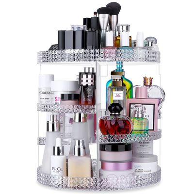 Awenia Makeup Organizer 360-Degree Rotating, Adjustable Bathroom Storage,7 Layers Large Capacity Countertop Organizer, Fits Different Types of Cosmetics and Skincare, Plus Size(Acrylic Clear)