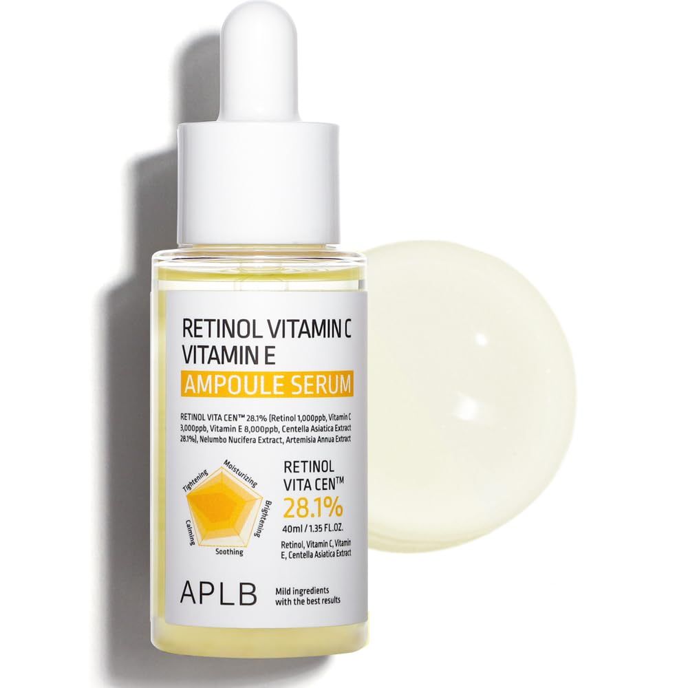 APLB Retinol Vitamin C Vitamin E Ampoule Serum | RETINOL VITA CEN 28.1% 1.35 FL.OZ/Korean Skincare, Long lasting moisturizing, Revitalize for gentle and improve skin texture