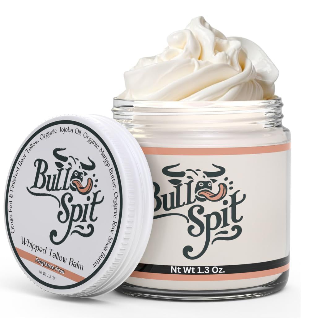 Beef Tallow for Skin - Whipped Tallow Balm with Organic Jojoba Oil, Grass-Fed, Unscented Moisturizer for Sensitive Skin, Face, Eczema &amp; Dry Skin 1.3oz