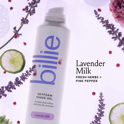 Billie SkyFoam Shave Gel - Lavender Milk Scent - Water-activated Foam - Made With Aloe &amp; Cucumber - For A Close, Smooth Shave - 6.7 fl oz