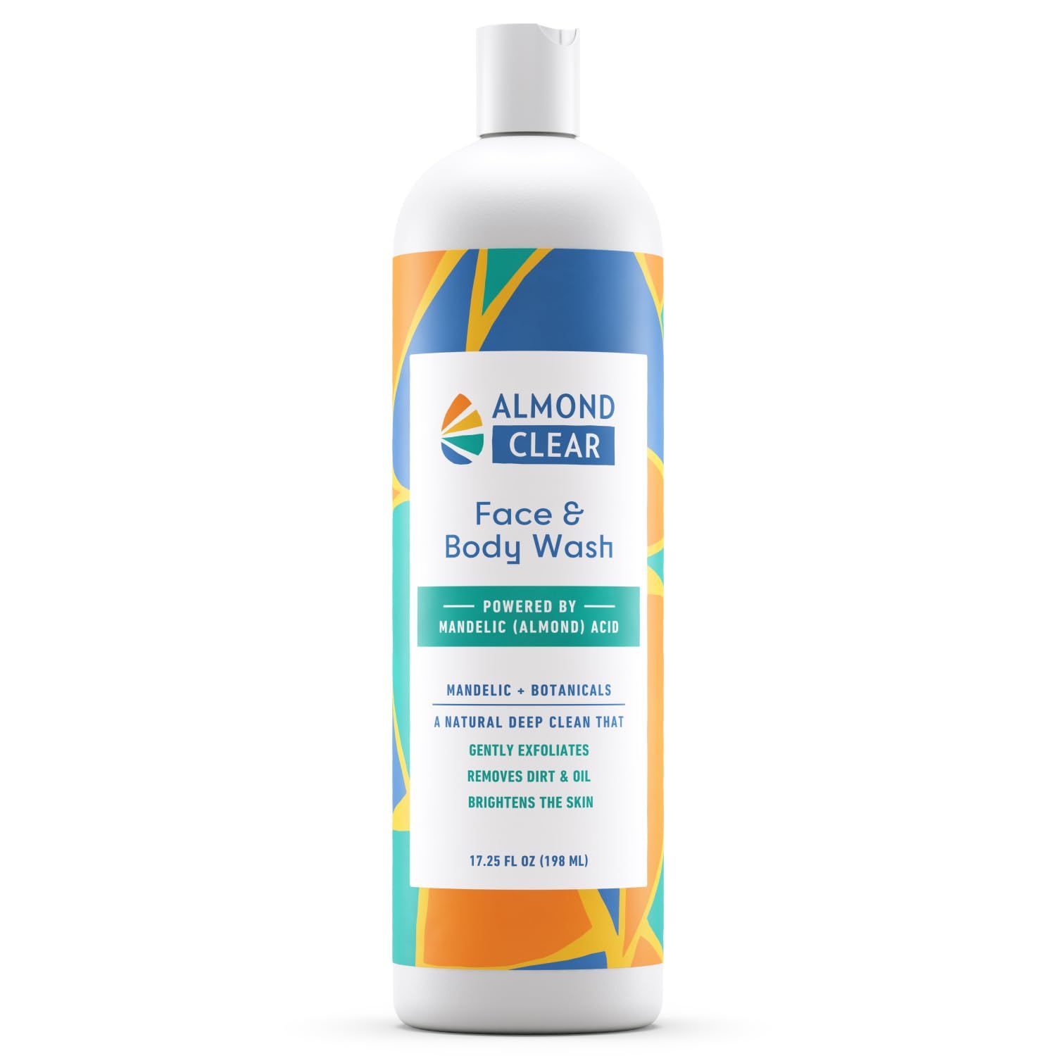 Almond Clear Face &amp; Body Wash | Skin Care for Acne and Folliculitis-Prone Skin - Gentle Acne Face &amp; Body Wash, Exfoliating Cleanser with Mandelic Acid | 17.25 oz