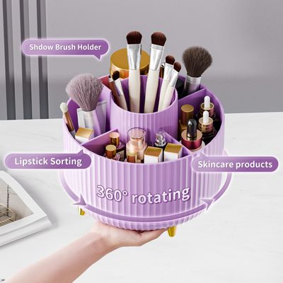 360 Rotate Makeup Brush Holder Organizer, Makeup Organizers Countertop, Makeup organization and Skincare Storage for Vanity, Desktop, Bathroom (Purple)