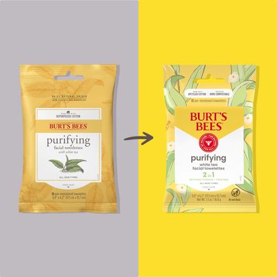 Burts Bees Purifying Facial Cleanser Towelettes and Makeup Remover Wipes with White Tea for All Skin Types, Made with Repurposed Cotton, 10 Count