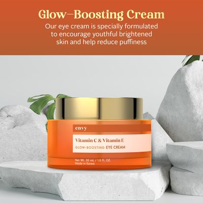 Envy Vitamin C &amp; Vitamin E Under Eye Cream - Reduces Dark Circles, Puffiness &amp; Fine Lines - Anti-Aging - Dermatologist Tested, Cruelty-Free Korean Skin Care for All Skin Types - 1.01 Oz