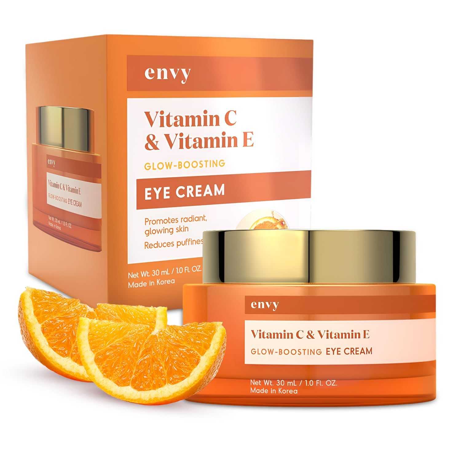 Envy Vitamin C &amp; Vitamin E Under Eye Cream - Reduces Dark Circles, Puffiness &amp; Fine Lines - Anti-Aging - Dermatologist Tested, Cruelty-Free Korean Skin Care for All Skin Types - 1.01 Oz