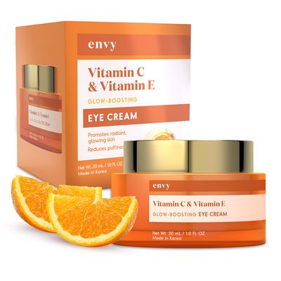 Envy Vitamin C &amp; Vitamin E Under Eye Cream - Reduces Dark Circles, Puffiness &amp; Fine Lines - Anti-Aging - Dermatologist Tested, Cruelty-Free Korean Skin Care for All Skin Types - 1.01 Oz