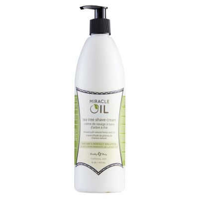 Earthly Body Miracle Oil Shave Cream, 16 oz - Helps Reduce Nicks, Small Cuts &amp; Skin Irritation - With Tea Tree, Hemp Seed &amp; Argan Oils - 100% Vegan, Cruelty Free