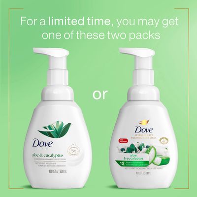Dove Foaming Hand Wash 4 Count Aloe &amp; Eucalyptus Protects Skin from Dryness, More Moisturizers than the Leading Ordinary Hand Soap, 10.1 oz