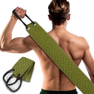 Exfoliating Back Scrubber with Upgraded Handles, 38.5 Inch Double-Sided Body Scrub Bath Exfoliator, Exfoliating Washcloth for Use in Shower, Back Washer to Deep Clean Your Skin for Men &amp; Women (Green)