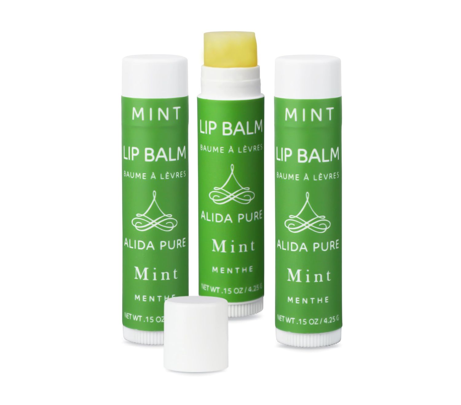 ALIDA PURE Mint Lip Balm Collection, Vegan Lip Balm Set, Beeswax Free, with Avocado Oil, Organic Jojoba Oil, and Vitamin E, Natural Moisturizer for Dry, Chapped Lips, 3 Tube Set