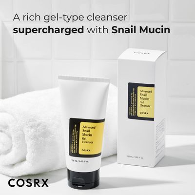COSRX Advanced Snail Mucin Gel Cleanser, 5.07 Fl Oz / 150 mL, Rich Daily Deep Cleansing Gel for Dry &amp; Sensitive Skin, Korean Skin Care, Not Tested on Animals, No Parabens