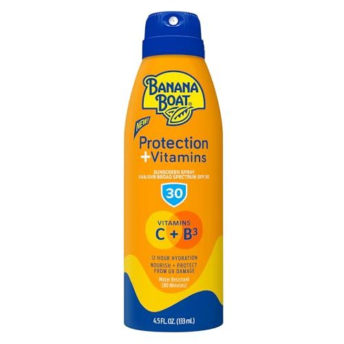 Banana Boat Protection + Vitamins Sunscreen Spray SPF 30 | Moisturizing Sunscreen with Vitamin C &amp; Niacinamide | Banana Boat Spray Sunscreen, Vitamin B3 &amp; Vitamin C Sunscreen, 4.5 oz.
