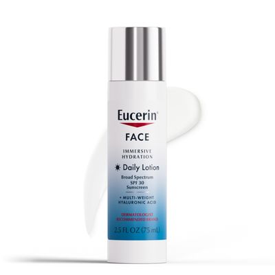 Eucerin Face Immersive Hydration Daily Face Lotion Broad Spectrum SPF 30 Sunscreen, Daily Moisturizer with Hyaluronic Acid Smooths Fine Lines and Wrinkles, 2.5 Fl Oz Bottle