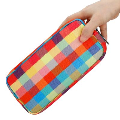 E-Tree Cute Makeup Bag,Travel Make up Pouch for Purse,Zipper Toiletry Cosmetic Brush Skin Care Case for Women Man,Tech Electronic Organizer,Small Canvas Storage for Personal Items,Colorful Checkered