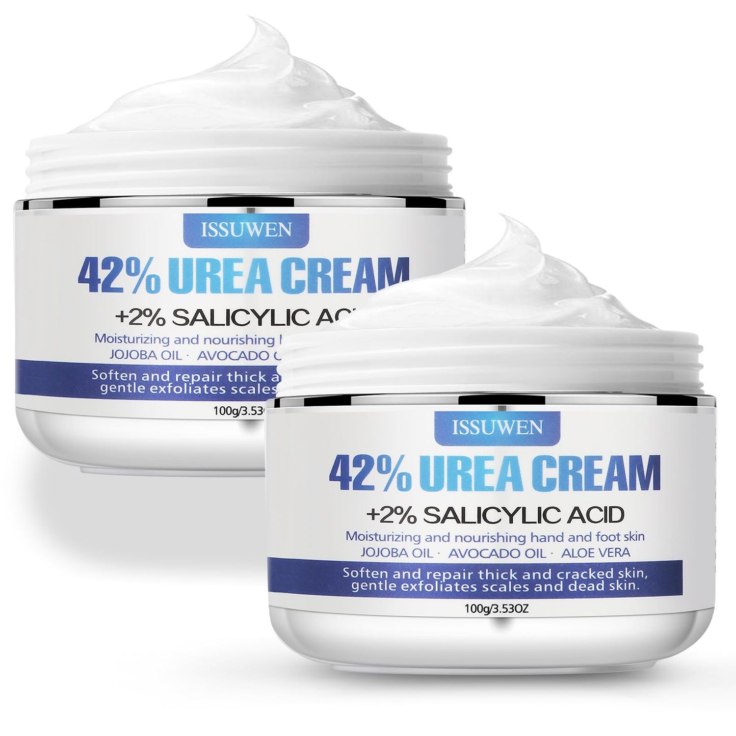 7.06OZ / 2 Pack Urea Cream 42% Plus Salicylic Acid 2%, Urea Foot Cream for Foot Care Cracked Heel Treatment Knees Elbows Hands Repair Treatment, Feet Moisturizer Corn Callus Dead Skin Deep Moisturizes